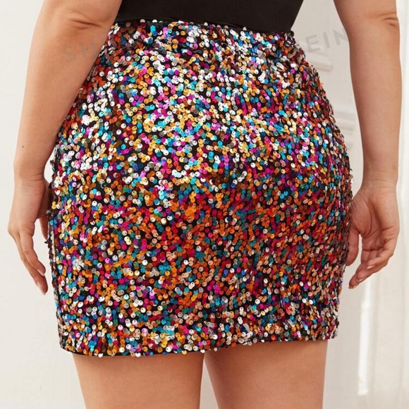 SHEIN Privé Plus Colorful Sequin Skirt - Picture 2 of 7